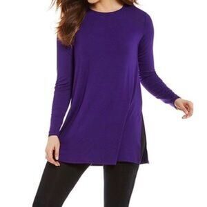 Eileen Fisher Tunic XS Viscose Jersey Scoop Neck Long Sleeve Purple